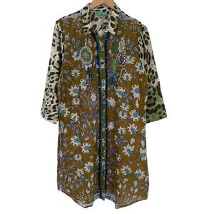 Antica Sartoria By Giacomo Cinque‎ Beaded Midi Dress Swim Coverup Medium Brown